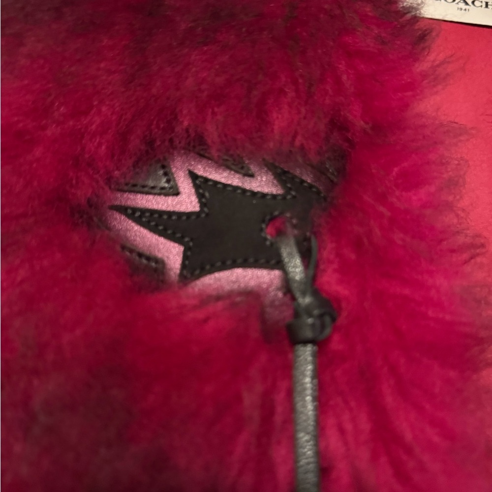 Coach glam punk fuchsia shearling jacket size 4 - Picture 7 of 9